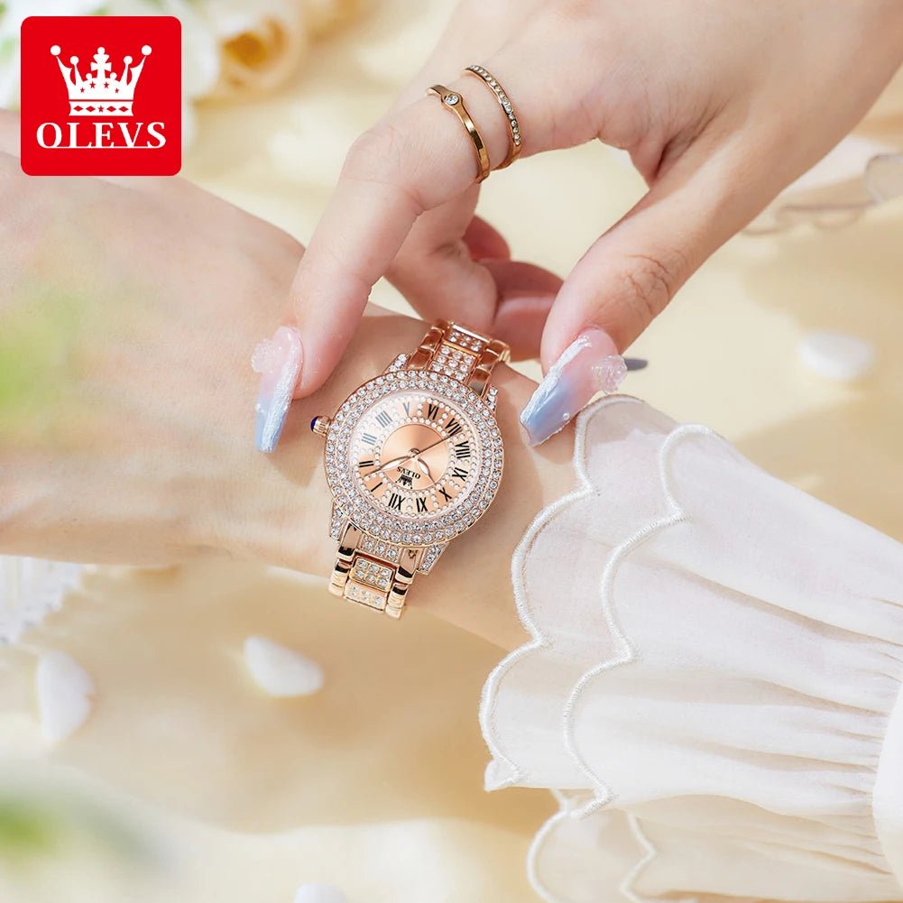 Diamond Éclat - Luxe Roman Dial Quartz Watch - Shark & Sapphire