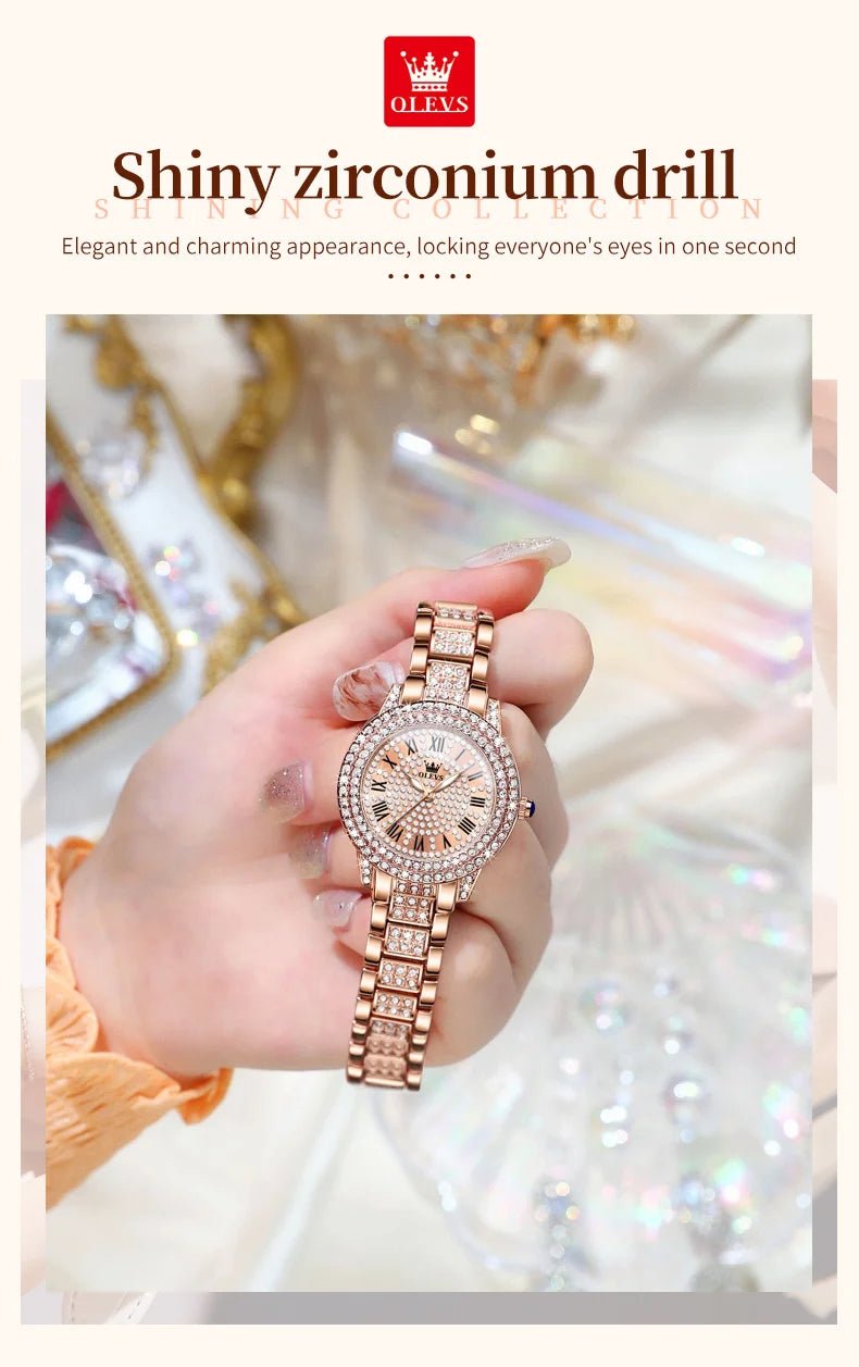 Diamond Éclat - Luxe Roman Dial Quartz Watch - Shark & Sapphire