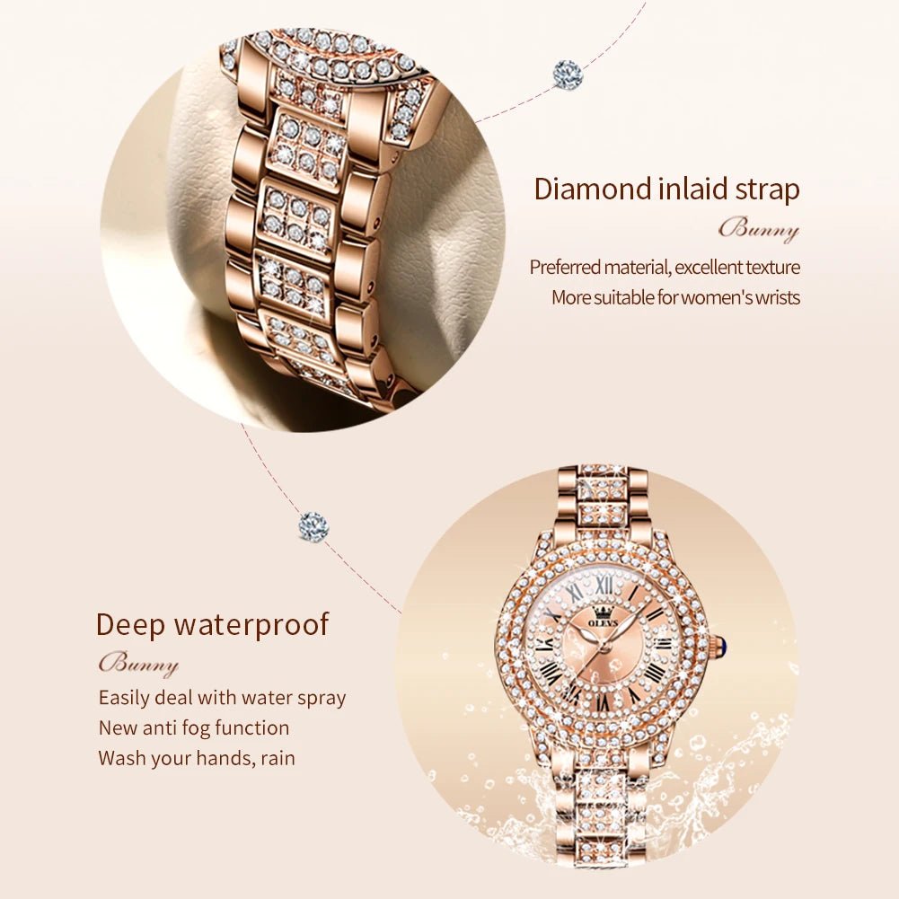 Diamond Éclat - Luxe Roman Dial Quartz Watch - Shark & Sapphire