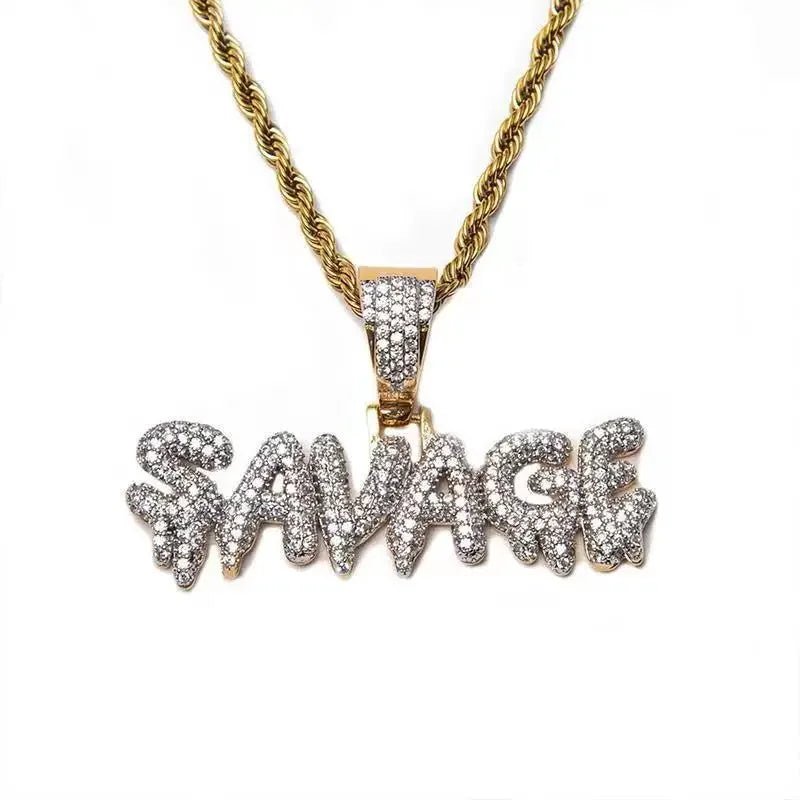 Icy Savage Letter Pendant - Shark & Sapphire