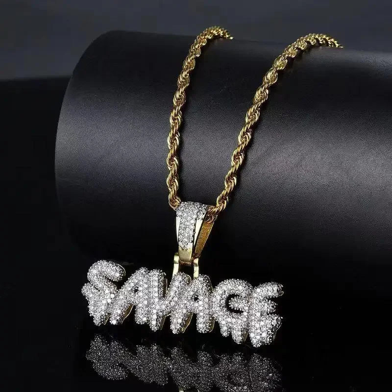 Icy Savage Letter Pendant - Shark & Sapphire