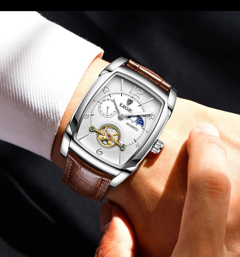 Lige Automatic Moon Phase Tourbillon Luxury Timepiece - Shark & Sapphire