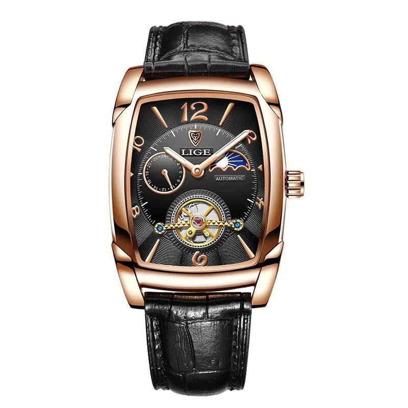 Lige Automatic Moon Phase Tourbillon Luxury Timepiece - Shark & Sapphire