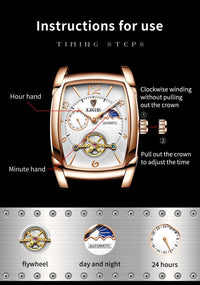 Lige Automatic Moon Phase Tourbillon Luxury Timepiece - Shark & Sapphire