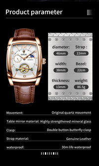 Lige Automatic Moon Phase Tourbillon Luxury Timepiece - Shark & Sapphire