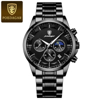 Poedagar ChronoLuxe Sport – Luxury Chronograph Quartz Watch - Shark & Sapphire