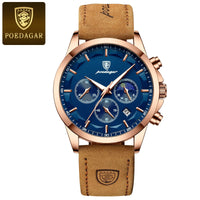 Poedagar ChronoLuxe Sport – Luxury Chronograph Quartz Watch - Shark & Sapphire