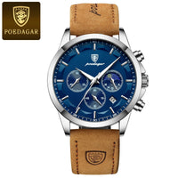 Poedagar ChronoLuxe Sport – Luxury Chronograph Quartz Watch - Shark & Sapphire