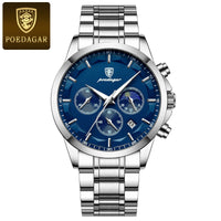 Poedagar ChronoLuxe Sport – Luxury Chronograph Quartz Watch - Shark & Sapphire