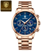 Poedagar ChronoLuxe Sport – Luxury Chronograph Quartz Watch - Shark & Sapphire