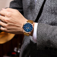 Poedagar ChronoLuxe Sport – Luxury Chronograph Quartz Watch - Shark & Sapphire