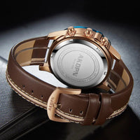 Stylish Quartz Men's Watch with Unique Rotating Date and Leather Strap - Military - Inspired Casual Timepiece - Shark & Sapphire