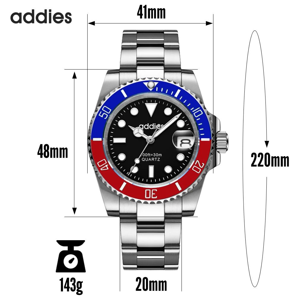 TitanX Elite Men's Quartz Sport Watch – Luxury 30M Waterproof Stainless Steel Dive Timepiece | Relógio Masculino - Shark & Sapphire