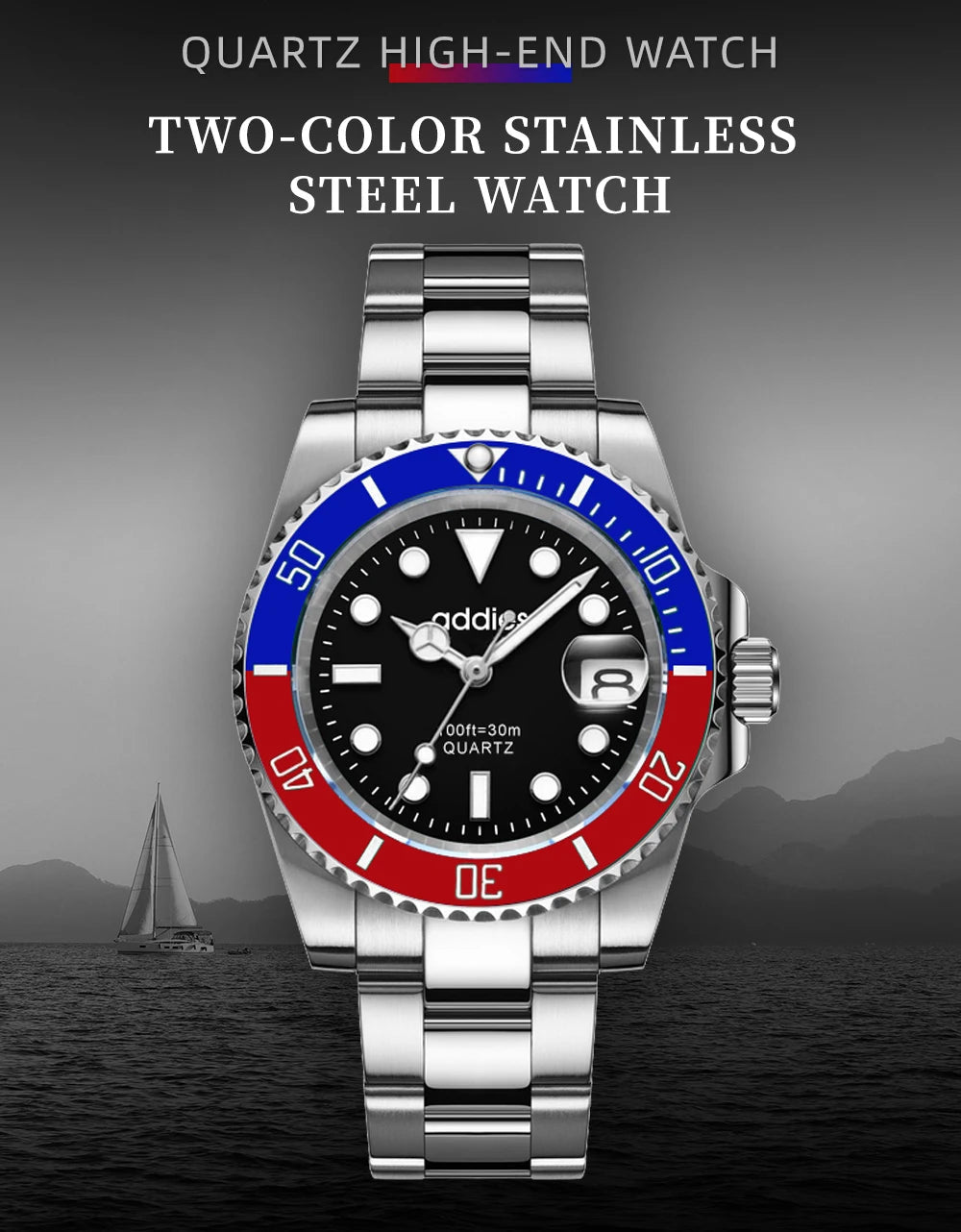 TitanX Elite Men's Quartz Sport Watch – Luxury 30M Waterproof Stainless Steel Dive Timepiece | Relógio Masculino - Shark & Sapphire