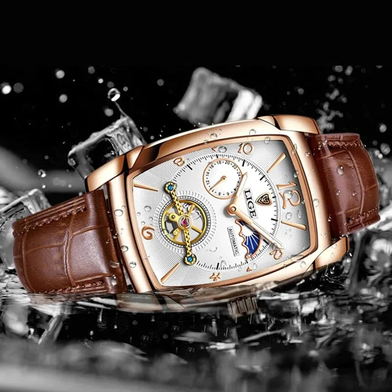 Reloj de lujo automático con fase lunar y tourbillon de Lige