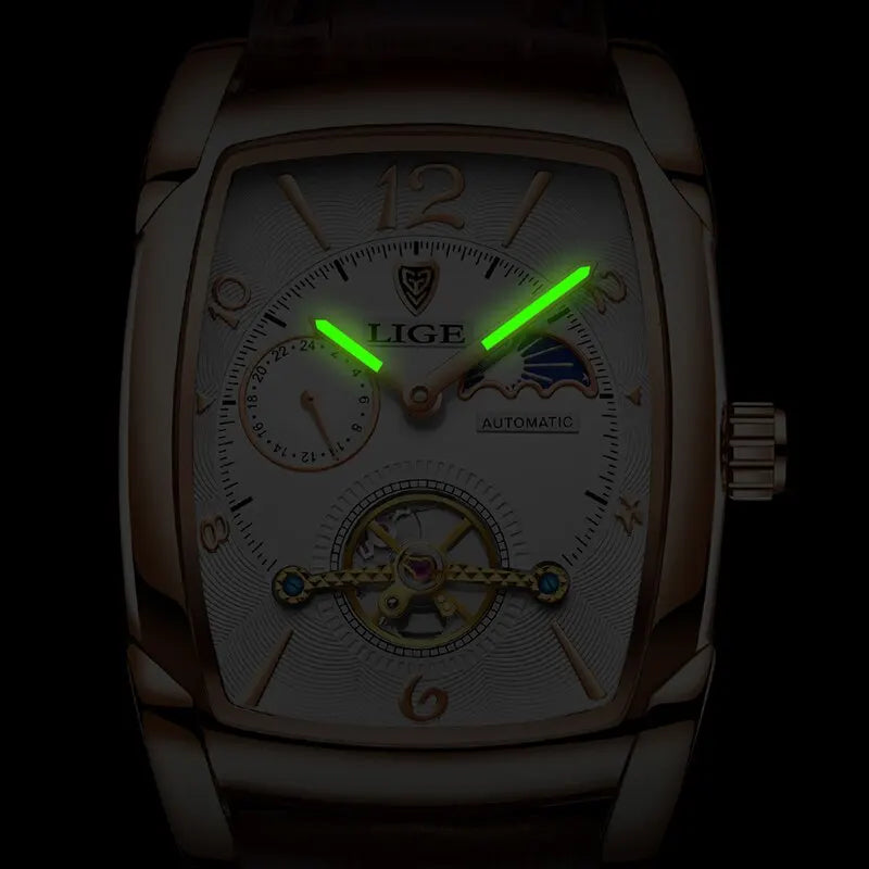 Reloj de lujo automático con fase lunar y tourbillon de Lige