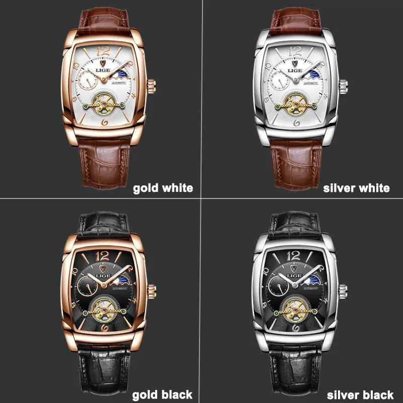 Reloj de lujo automático con fase lunar y tourbillon de Lige
