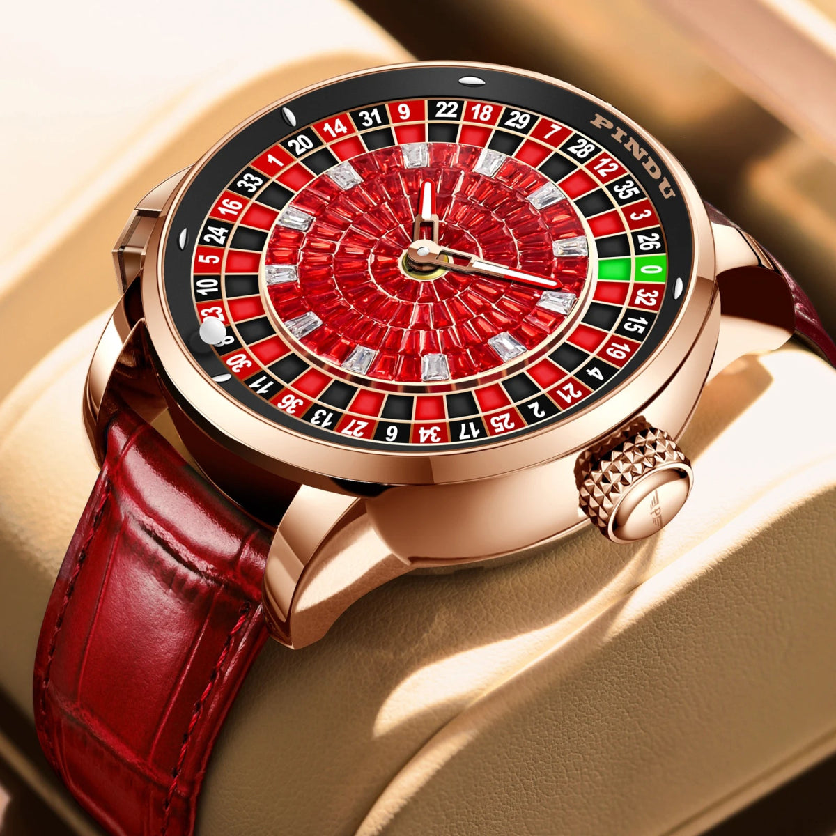 Crimson Diamond - Accent Rotating Dial Automatic - Shark & Sapphire