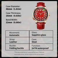 Crimson Diamond - Accent Rotating Dial Automatic - Shark & Sapphire