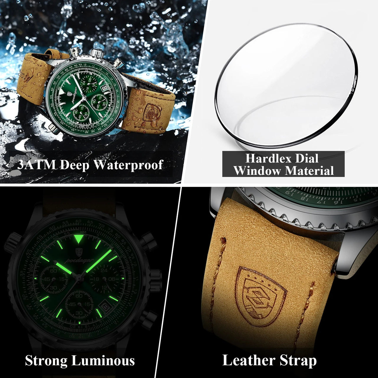 Mystic Veil Phantom Quartz – Illuminated Blackstone Luxury Watch - Shark & Sapphire